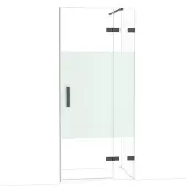 Maxaro Diamond Douchedeur | 90 cm Zwart chroom Helder met matte strook Draaideur