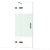 Maxaro Diamond Douchedeur | 80 cm Zwart chroom Helder met matte strook Draaideur