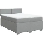 vidaXL Boxspring met matras stof lichtgrijs 140x200 cm
