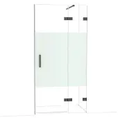 Maxaro Diamond Douchedeur | 100 cm Zwart chroom Helder met matte strook Draaideur
