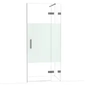 Maxaro Diamond Douchedeur | 90 cm Zwart metaal Helder met matte strook Draaideur