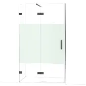 Maxaro Diamond Douchedeur | 120 cm Zwart chroom Helder met matte strook Draaideur