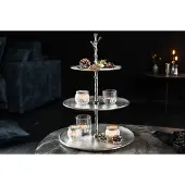 Invicta Design taartplateau ABSTRACT 48cm zilver met drie niveaus - 41604