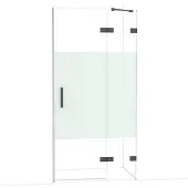 Maxaro Diamond Douchedeur | 100 cm Zwart chroom Helder met matte strook Draaideur