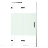 Maxaro Diamond Douchedeur | 120 cm Zwart chroom Helder met matte strook Draaideur