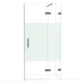 Maxaro Diamond Douchedeur | 100 cm Zwart metaal Helder met matte strook Draaideur