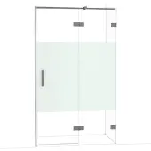 Maxaro Diamond Douchedeur | 120 cm Zwart metaal Helder met matte strook Draaideur