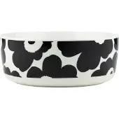 Marimekko Oiva/unikko Kom 150 Cl Zwart / Wit - Serveerkommen Steengoed Black - 075544-190