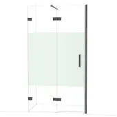 Maxaro Diamond Douchedeur | 110 cm Zwart chroom Helder met matte strook Draaideur