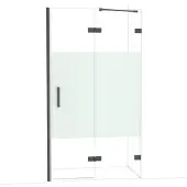 Maxaro Diamond Douchedeur | 110 cm Zwart chroom Helder met matte strook Draaideur