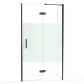 Maxaro Diamond Douchedeur | 110 cm Zwart chroom Helder met matte strook Draaideur