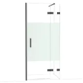 Maxaro Diamond Douchedeur | 90 cm Zwart chroom Helder met matte strook Draaideur