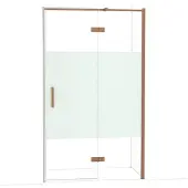 Maxaro Diamond Douchedeur | 120 cm Koper Helder met matte strook Draaideur