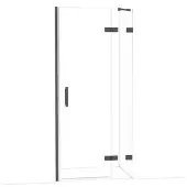 Maxaro Diamond Douchedeur | 90 cm Zwart chroom Helder glas Draaideur