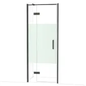 Maxaro Diamond Douchedeur | 80 cm Zwart chroom Helder met matte strook Draaideur