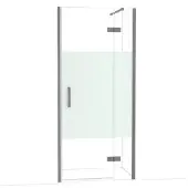 Maxaro Diamond Douchedeur | 90 cm Zwart metaal Helder met matte strook Draaideur
