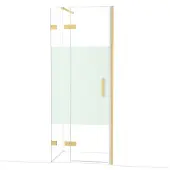 Maxaro Diamond Douchedeur | 80 cm Goud Helder met matte strook Draaideur