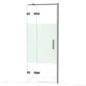 Maxaro Diamond Douchedeur | 80 cm Zwart metaal Helder met matte strook Draaideur