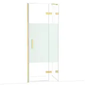 Maxaro Diamond Douchedeur | 80 cm Lichtgoud Helder met matte strook Draaideur