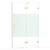 Maxaro Diamond Douchedeur | 120 cm Lichtgoud Helder met matte strook Draaideur