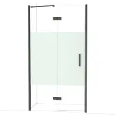 Maxaro Diamond Douchedeur | 110 cm Zwart chroom Helder met matte strook Draaideur