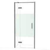 Maxaro Diamond Douchedeur | 90 cm Zwart metaal Helder met matte strook Draaideur