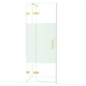 Maxaro Diamond Douchedeur | 80 cm Lichtgoud Helder met matte strook Draaideur