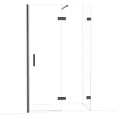 Maxaro Diamond Douchedeur | 120 cm Zwart chroom Helder glas Draaideur