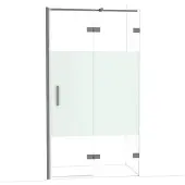 Maxaro Diamond Douchedeur | 110 cm Zwart metaal Helder met matte strook Draaideur