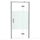 Maxaro Diamond Douchedeur | 100 cm Zwart metaal Helder met matte strook Draaideur
