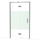 Maxaro Diamond Douchedeur | 110 cm Zwart metaal Helder met matte strook Draaideur