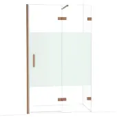 Maxaro Diamond Douchedeur | 120 cm Koper Helder met matte strook Draaideur