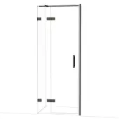 Maxaro Diamond Douchedeur | 80 cm Zwart chroom Helder glas Draaideur