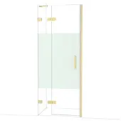 Maxaro Diamond Douchedeur | 80 cm Lichtgoud Helder met matte strook Draaideur