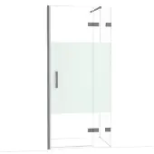 Maxaro Diamond Douchedeur | 90 cm Zwart metaal Helder met matte strook Draaideur