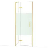 Maxaro Diamond Douchedeur | 80 cm Lichtgoud Helder met matte strook Draaideur
