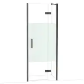 Maxaro Diamond Douchedeur | 80 cm Zwart chroom Helder met matte strook Draaideur