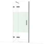 Maxaro Diamond Douchedeur | 80 cm Zwart metaal Helder met matte strook Draaideur