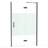 Maxaro Diamond Douchedeur | 120 cm Zwart chroom Helder met matte strook Draaideur
