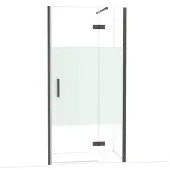 Maxaro Diamond Douchedeur | 100 cm Zwart chroom Helder met matte strook Draaideur