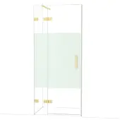Maxaro Diamond Douchedeur | 90 cm Lichtgoud Helder met matte strook Draaideur