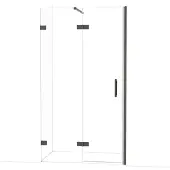 Maxaro Diamond Douchedeur | 110 cm Zwart chroom Helder glas Draaideur