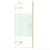 Maxaro Diamond Douchedeur | 80 cm Lichtgoud Helder met matte strook Draaideur