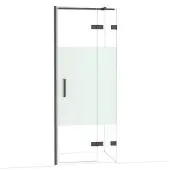 Maxaro Diamond Douchedeur | 80 cm Zwart chroom Helder met matte strook Draaideur