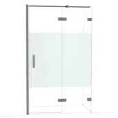 Maxaro Diamond Douchedeur | 120 cm Zwart metaal Helder met matte strook Draaideur