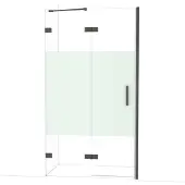 Maxaro Diamond Douchedeur | 110 cm Zwart chroom Helder met matte strook Draaideur