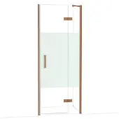 Maxaro Diamond Douchedeur | 80 cm Koper Helder met matte strook Draaideur