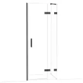 Maxaro Diamond Douchedeur | 80 cm Zwart chroom Helder glas Draaideur