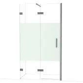 Maxaro Diamond Douchedeur | 110 cm Zwart metaal Helder met matte strook Draaideur