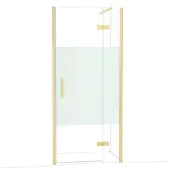 Maxaro Diamond Douchedeur | 90 cm Lichtgoud Helder met matte strook Draaideur
